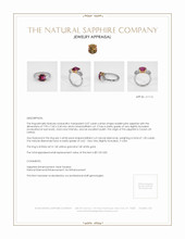 3.07 Ct. Reddish Pink Sapphire and Natural Diamond Three Stone Ring, 14K Yellow & White Appraisal
