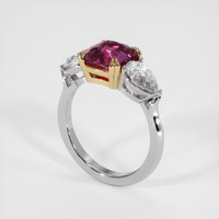3.07 Ct. Reddish Pink Sapphire and Natural Diamond Three Stone Ring, 14K Yellow & White Image
