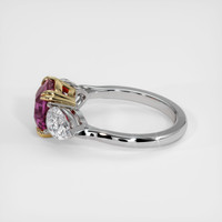 3.07 Ct. Reddish Pink Sapphire and Natural Diamond Three Stone Ring, 14K Yellow & White Image
