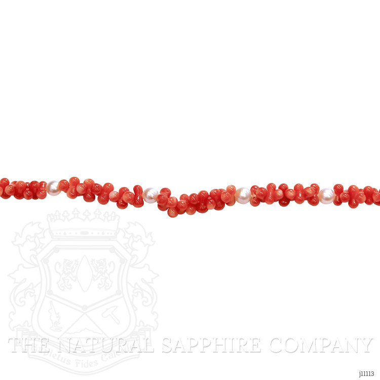 33.05 Ct.Tw. Coral Pearl Tennis/Riviere Bracelet, 18K Yellow Gold