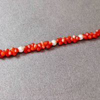 33.05 Ct.Tw. Coral Pearl Tennis/Riviere Bracelet, 18K Yellow Gold Life Style