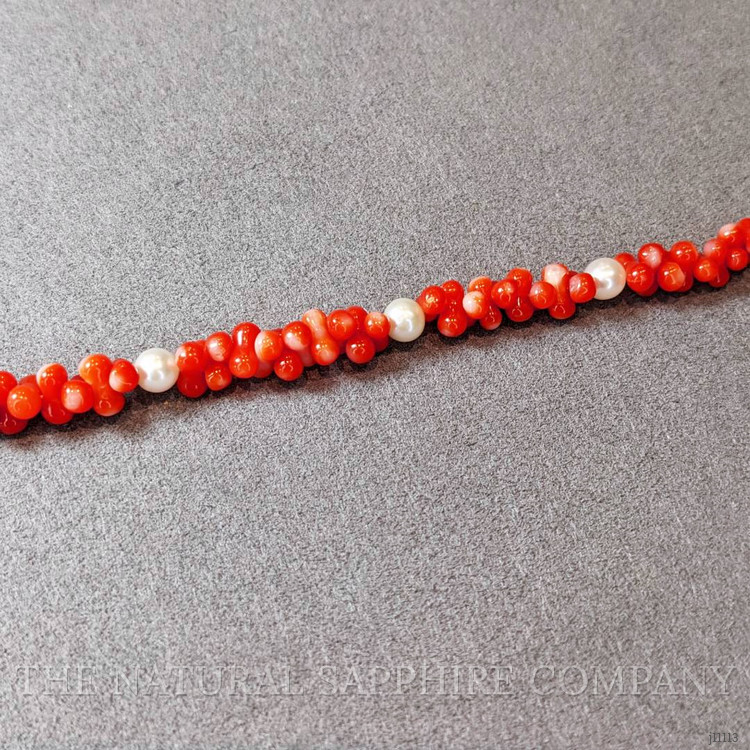 33.05 Ct.Tw. Coral Pearl Tennis/Riviere Bracelet, 18K Yellow Gold