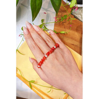 33.05 Ct.Tw. Coral Pearl Tennis/Riviere Bracelet, 18K Yellow Gold Life Style