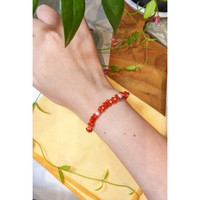 33.05 Ct.Tw. Coral Pearl Tennis/Riviere Bracelet, 18K Yellow Gold Life Style