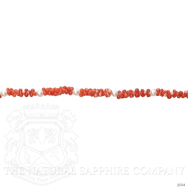 33.25 Ct.Tw. Coral Pearl Tennis/Riviere Bracelet, 18K White Gold