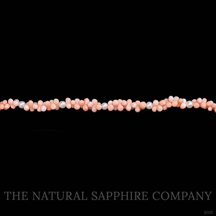 33.90 Ct.Tw. Coral Pearl Tennis/Riviere Bracelet, 18K White Gold