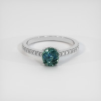1.32 Ct. Sapphire Natural Diamond Pave Ring, 14K White Gold Image