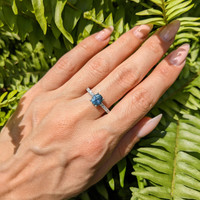 1.32 Ct. Sapphire Natural Diamond Pave Ring, 14K White Gold Life Style