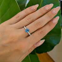1.32 Ct. Sapphire Natural Diamond Pave Ring, 14K White Gold Life Style