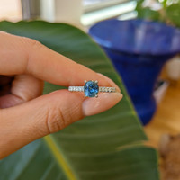 1.32 Ct. Sapphire Natural Diamond Pave Ring, 14K White Gold Life Style