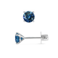 0.85 Ct.Tw.Total Carat Weight Sapphire Studs Earrings, 14K White Gold Image