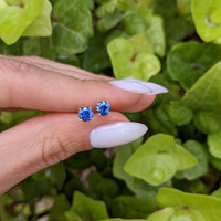 0.85 Ct.Tw.Total Carat Weight Sapphire Studs Earrings, 14K White Gold Life Style