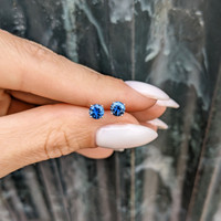 0.85 Ct.Tw.Total Carat Weight Sapphire Studs Earrings, 14K White Gold Life Style