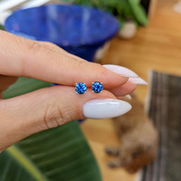0.85 Ct.Tw.Total Carat Weight Sapphire Studs Earrings, 14K White Gold Life Style