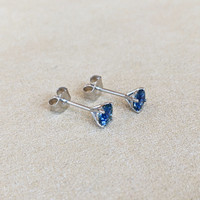 0.85 Ct.Tw.Total Carat Weight Sapphire Studs Earrings, 14K White Gold Life Style
