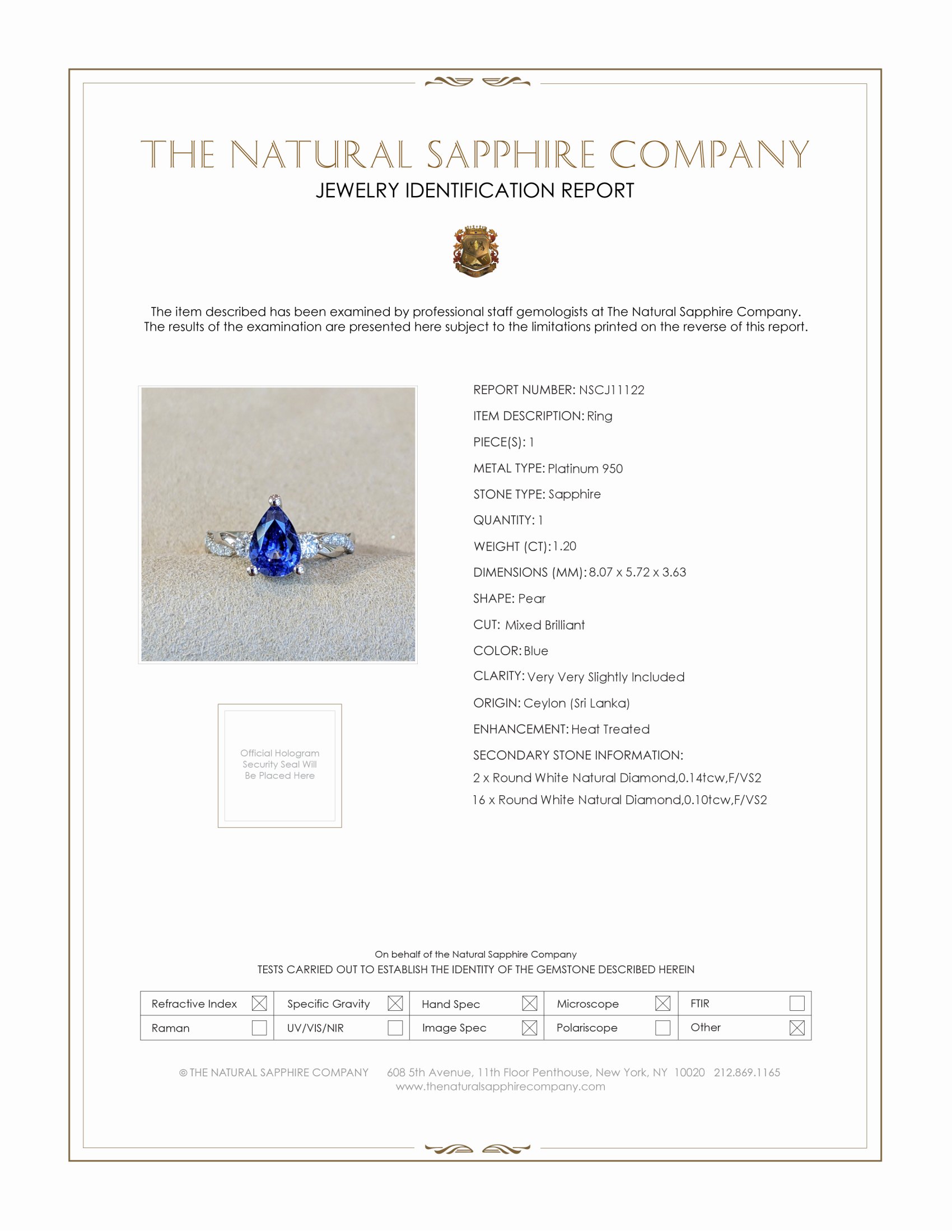 1.20 Ct. Blue Sapphire and Natural Diamond Pave Ring, Platinum 950