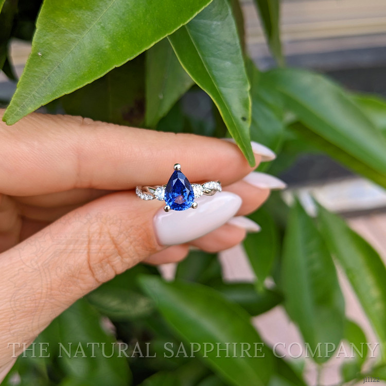 1.20 Ct. Blue Sapphire and Natural Diamond Pave Ring, Platinum 950