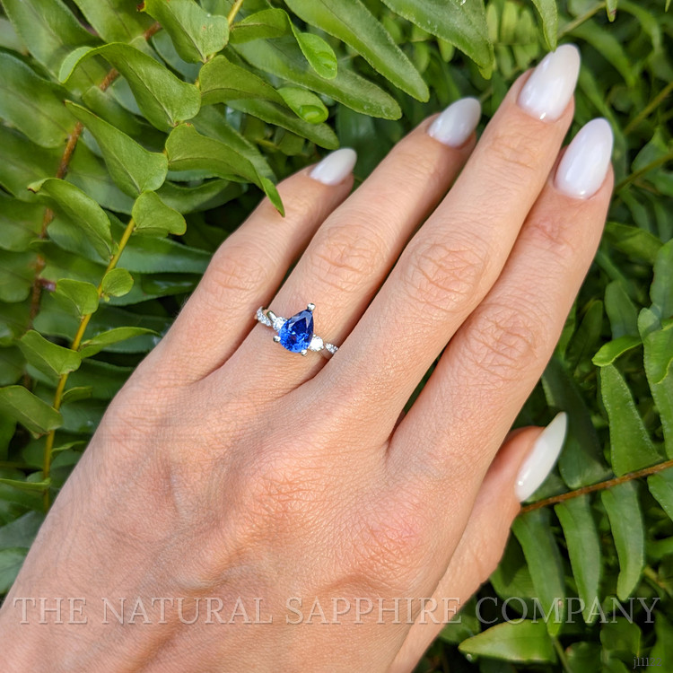 1.20 Ct. Blue Sapphire and Natural Diamond Pave Ring, Platinum 950