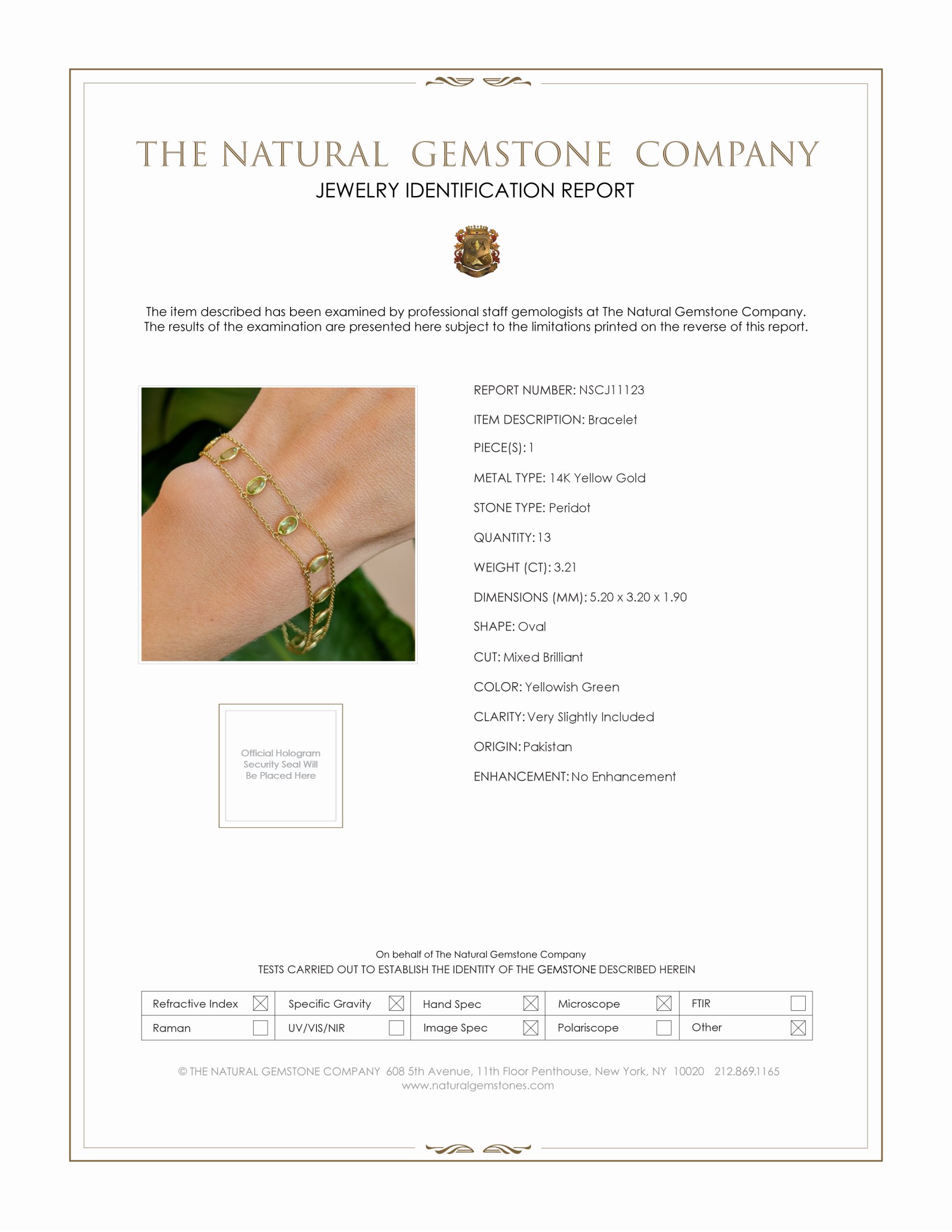 3.21 Ct.Tw. Peridot Bezel Bracelet, 14K Yellow Gold