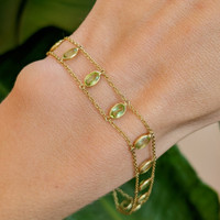 3.21 Ct.Tw.Total Carat Weight Peridot Bezel Bracelet, 14K Yellow Gold Image