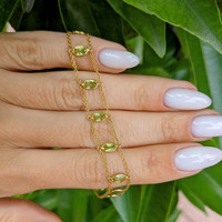 3.21 Ct.Tw. Peridot Bezel Bracelet, 14K Yellow Gold Image