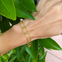 3.21 Ct.Tw.Total Carat Weight Peridot Bezel Bracelet, 14K Yellow Gold Life Style