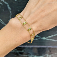 3.21 Ct.Tw.Total Carat Weight Peridot Bezel Bracelet, 14K Yellow Gold Life Style