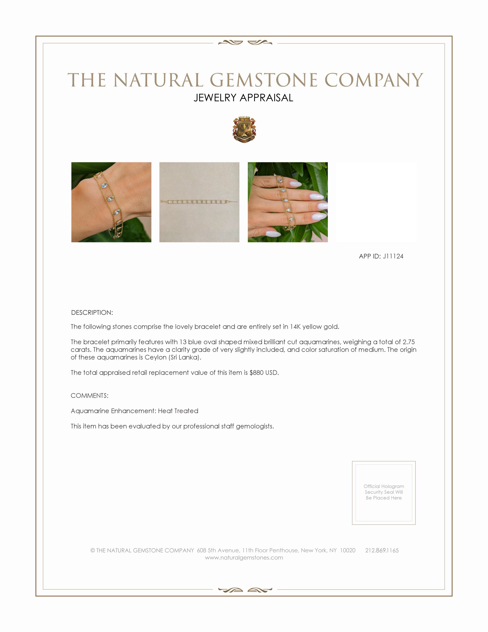 2.75 Ct.Tw. Blue Aquamarine Bezel Bracelet, 14K Yellow Gold