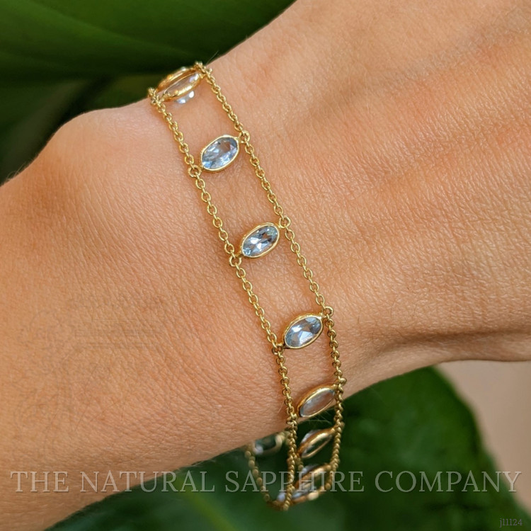 2.75 Ct.Tw. Aquamarine Bezel Bracelet, 14K Yellow Gold