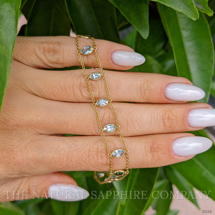 2.75 Ct.Tw. Aquamarine Bezel Bracelet, 14K Yellow Gold