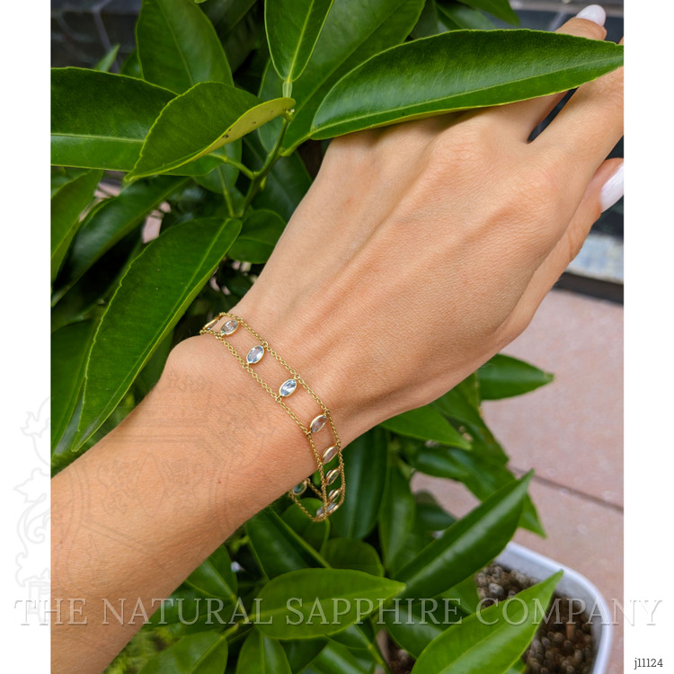 2.75 Ct.Tw. Aquamarine Bezel Bracelet, 14K Yellow Gold