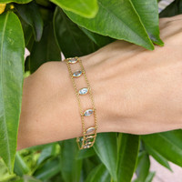 2.75 Ct.Tw. Aquamarine Bezel Bracelet, 14K Yellow Gold Life Style