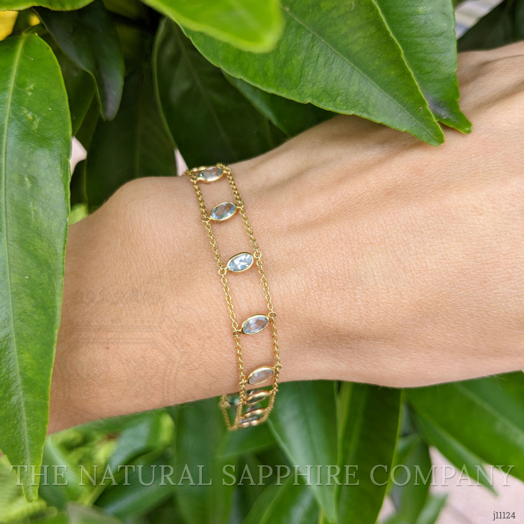 2.75 Ct.Tw. Aquamarine Bezel Bracelet, 14K Yellow Gold