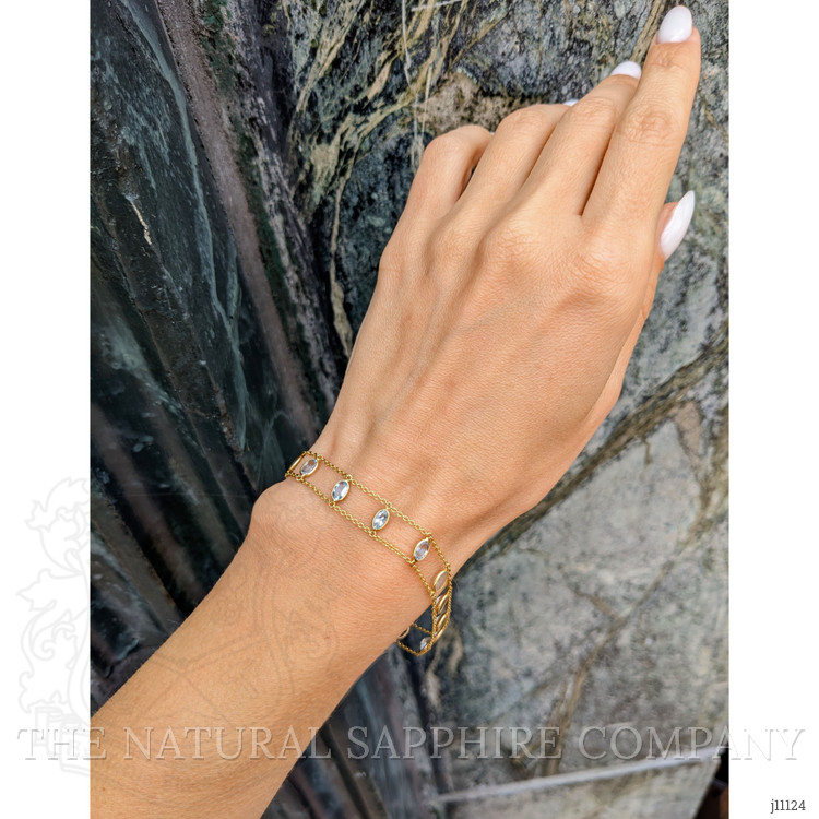 2.75 Ct.Tw. Aquamarine Bezel Bracelet, 14K Yellow Gold