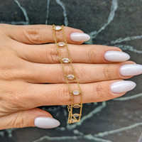 2.21 Ct.Tw. Moonstone Bezel Bracelet, 14K Yellow Gold Image