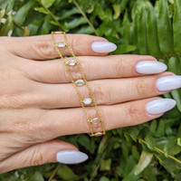 2.21 Ct.Tw. Moonstone Bezel Bracelet, 14K Yellow Gold Life Style