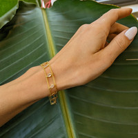 2.21 Ct.Tw. Moonstone Bezel Bracelet, 14K Yellow Gold Life Style