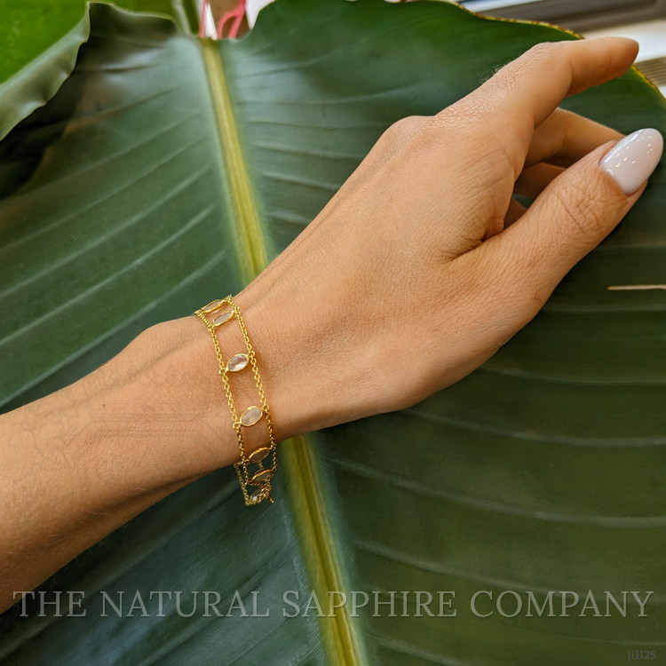 2.21 Ct.Tw. Moonstone Bezel Bracelet, 14K Yellow Gold