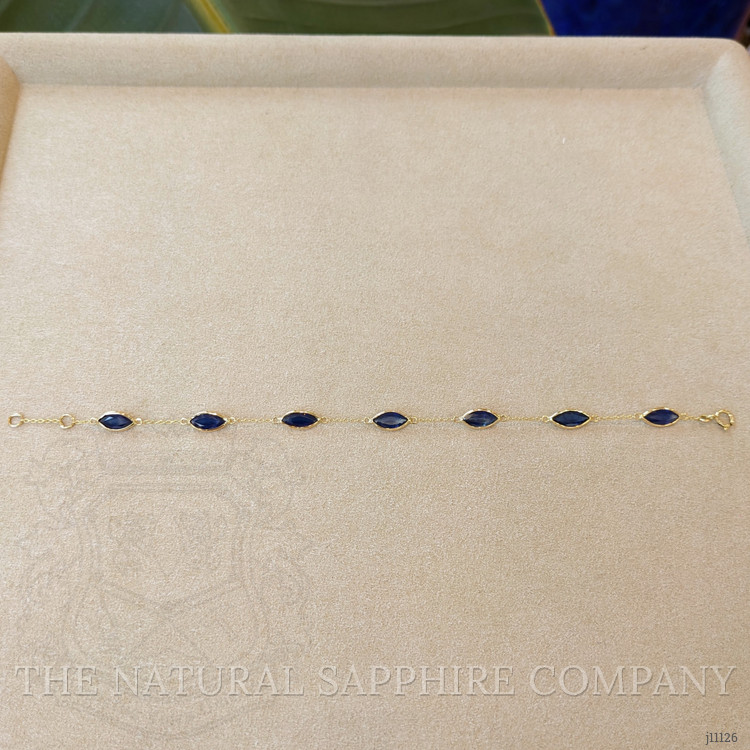 5.94 Ct.Tw. Blue Sapphire Bezel Bracelet, 14K Yellow Gold