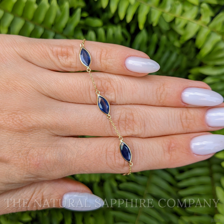 5.94 Ct.Tw. Blue Sapphire Bezel Bracelet, 14K Yellow Gold