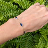 5.94 Ct.Tw. Blue Sapphire Bezel Bracelet, 14K Yellow Gold Life Style