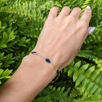 5.94 Ct.Tw. Blue Sapphire Bezel Bracelet, 14K Yellow Gold Life Style