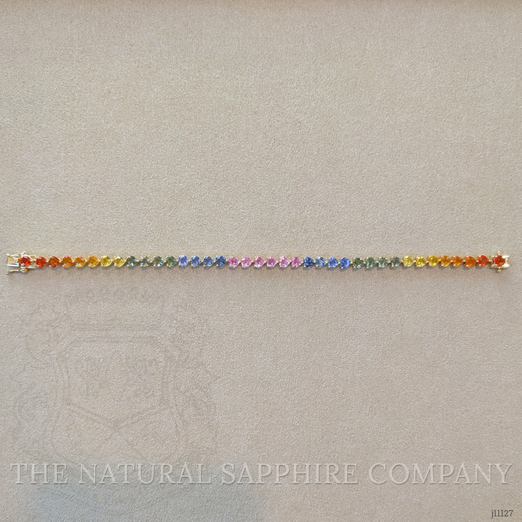 11.50 Ct.Tw. Multi Color Sapphire Tennis/Line Bracelet, 14K Yellow Gold