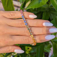 11.50 Ct.Tw. Multi Color Sapphire Tennis/Line Bracelet, 14K Yellow Gold Image