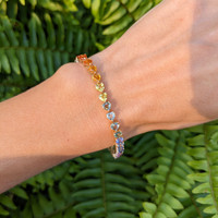 11.50 Ct.Tw. Multi Color Sapphire Tennis/Line Bracelet, 14K Yellow Gold Life Style