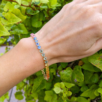 11.50 Ct.Tw. Multi Color Sapphire Tennis/Line Bracelet, 14K Yellow Gold Life Style