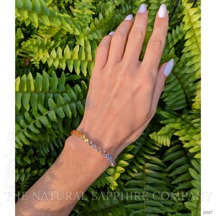 11.50 Ct.Tw. Multi Color Sapphire Tennis/Line Bracelet, 14K Yellow Gold