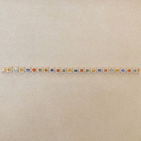 5.28 Ct.Tw. Multi Color Sapphire and Natural Diamond Pave Bracelet, 14K Yellow Gold Image