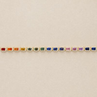 8.40&nbsp;Ct.Tw.Total Carat Weight Multi Color Sapphire and Natural Diamond Pave Bracelet, 14K Yellow Gold Image