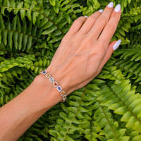 5.28 Ct.Tw. Multi Color Sapphire and Natural Diamond Pave Bracelet, 14K Yellow Gold Life Style